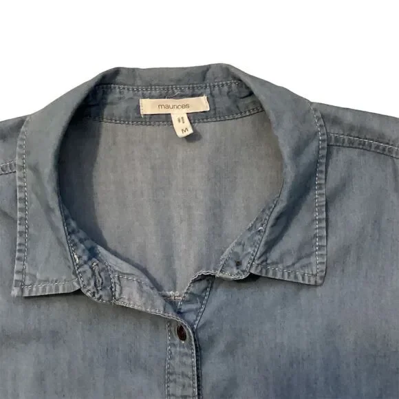 Maurices Women's Size M Blue Ombré Button-Up Tunic Top Long Sleeve Casual - Picture 6 of 10